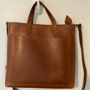 Madewell Small Transport Brown Leather Crossbody Tote Bag Purse